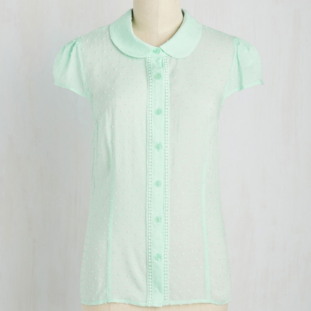 💥 Modcloth Blue Polka Dot Blouse 2X